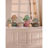 Rattan Table Lamp in Brownish Stripes - E27 Socket and 2-pin Plug - Low