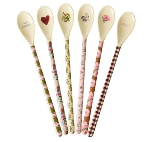 Melamine Latte Spoon in 6 Asst. Bon Vivant Prints - Single