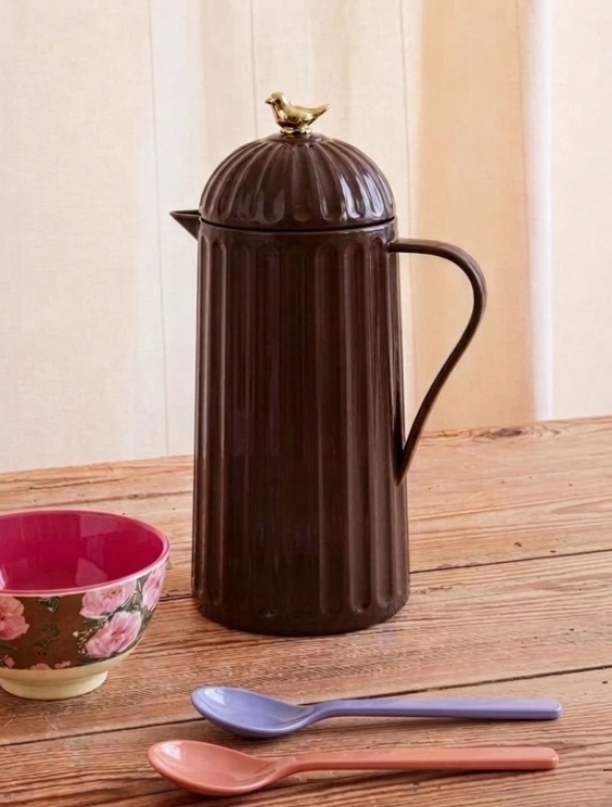 Thermo in Dark Brown with Gold Bird on Lid - 1 L