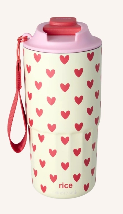 Stainless Steel Thermo Cup with Hearts Print - Large - 550 ml