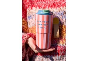 Stainless Steel Thermo Cup with Organic Stripes Print - 550 ml