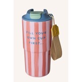 Stainless Steel Thermo Cup with Organic Stripes Print - 550 ml