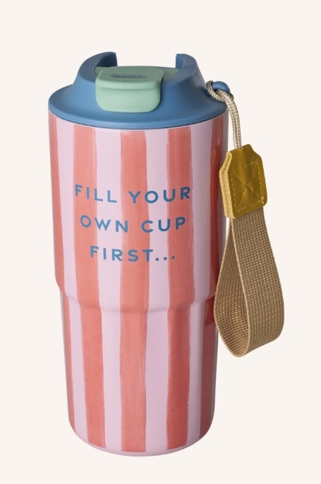 Stainless Steel Thermo Cup with Organic Stripes Print - 550 ml