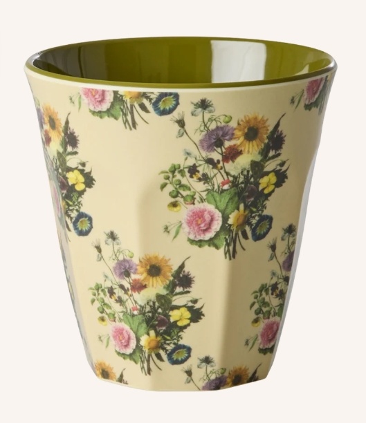 Melamine Cup with Retro Bouquet Print - Medium - 250 ml