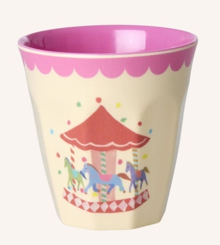 Melamine Cups with Pink Fun Fair Prints - Small - 6 Pack - 160 ml