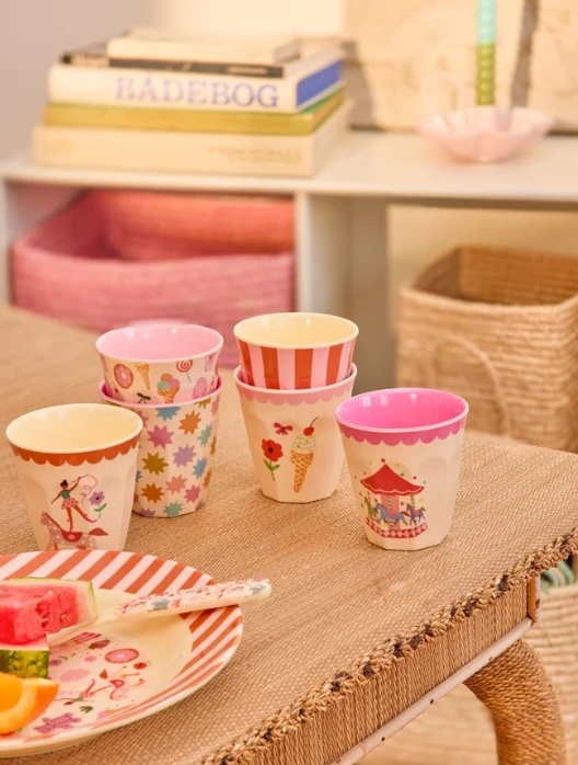 Melamine Cups with Pink Fun Fair Prints - Small - 6 Pack - 160 ml