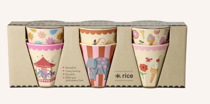 Melamine Cups with Pink Fun Fair Prints - Small - 6 Pack - 160 ml