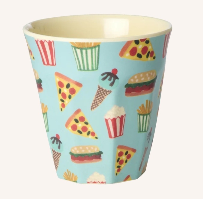 Melamine Cups with Mint Fun Fair Prints - Small - 6 Pack - 160 ml
