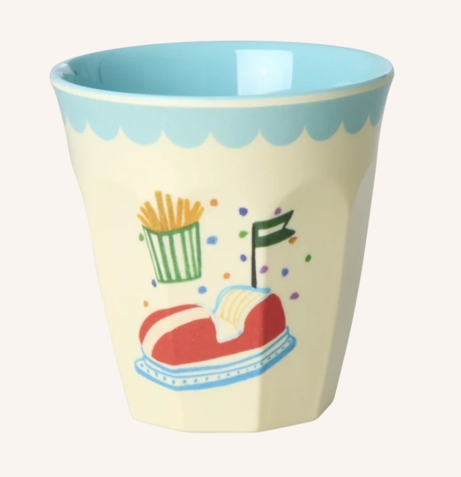 Melamine Cups with Mint Fun Fair Prints - Small - 6 Pack - 160 ml