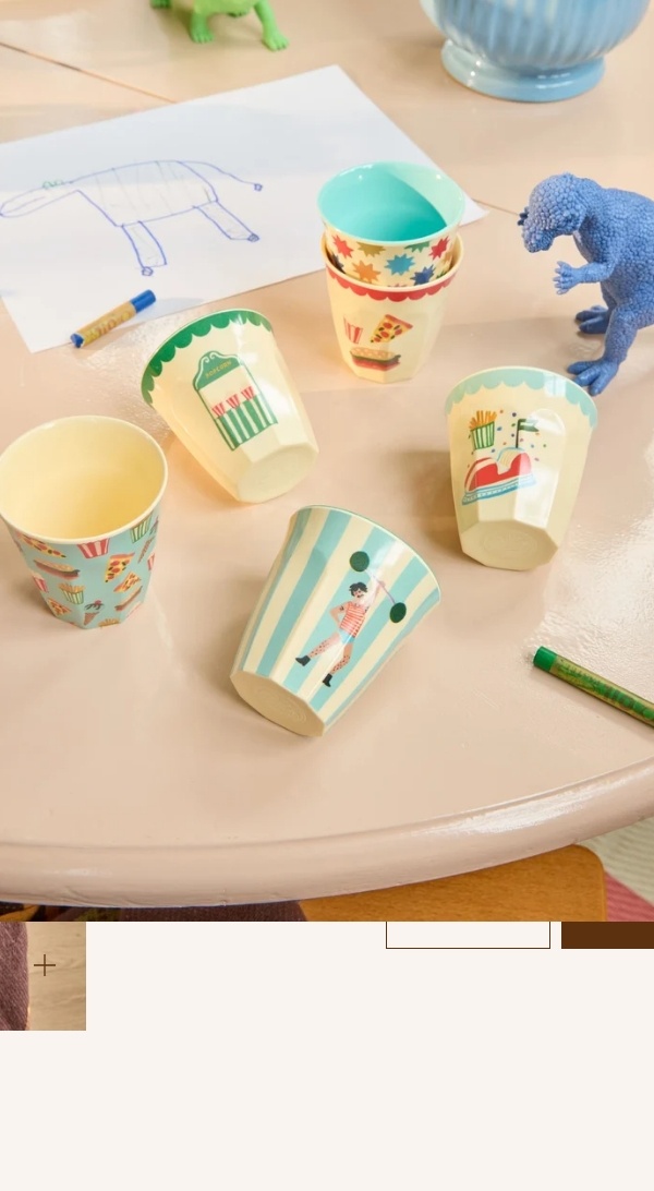 Melamine Cups with Mint Fun Fair Prints - Small - 6 Pack - 160 ml