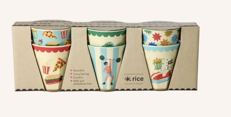 Melamine Cups with Mint Fun Fair Prints - Small - 6 Pack - 160 ml