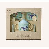 Melamine Baby Dinner Set in Gift Box - Blue Ocean Print - 4 pcs