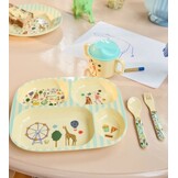 Melamine Baby Dinner Set in Gift Box - Mint Fun Fair Print - 4 pcs