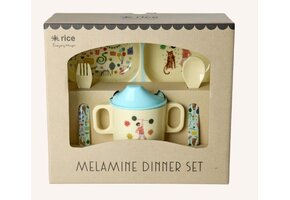 Melamine Baby Dinner Set in Gift Box - Mint Fun Fair Print - 4 pcs