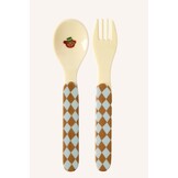 Kids Melamine Spoon and Fork with Blue Music Band Print
