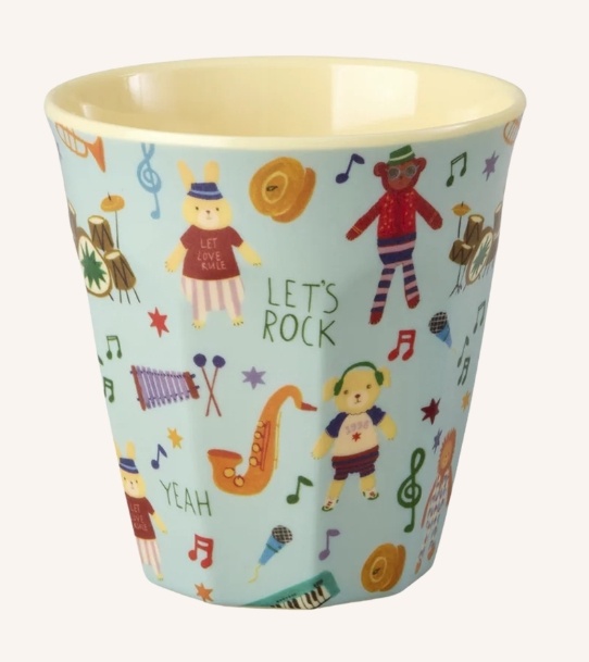 Melamine Cup with Blue Music Band Print - Medium - 250 ml
