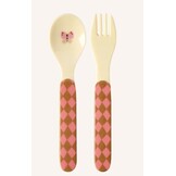 Kids Melamine Spoon and Fork with Pink Music Band Print