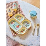 Melamine Kids 4 Room Plate with Blue Music Band Print
