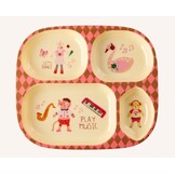 Melamine Kids 4 Room Plate with Pink Music Band Print