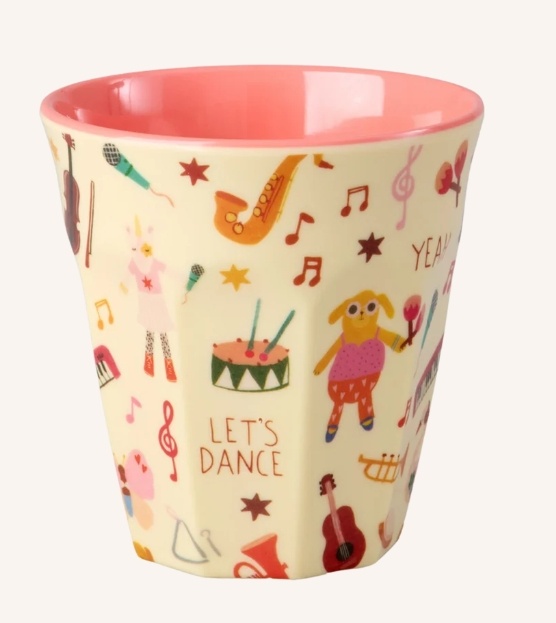 Melamine Cup with Pink Music Band Print - Medium - 250 ml