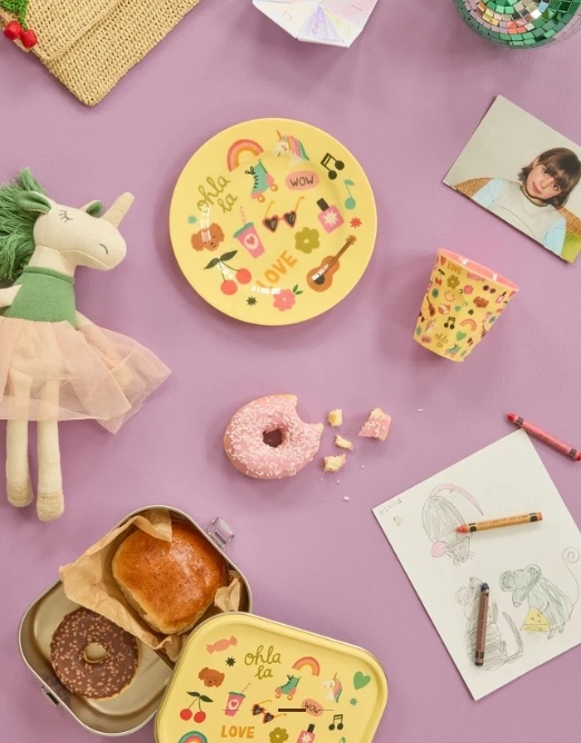 Melamine Round Side Plates with Unicorn Love Print