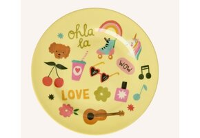 Melamine Round Side Plates with Unicorn Love Print