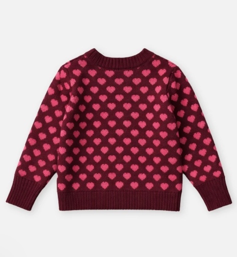 JANIE CASHMERE HEART PULLOVER BURGUNDY / RED BUD