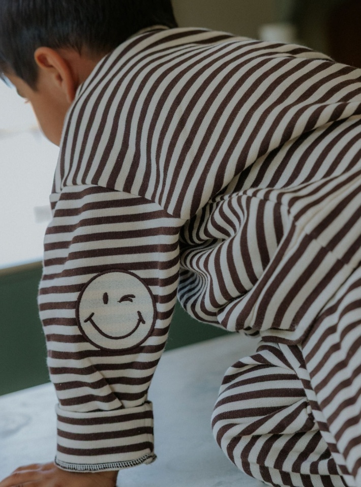 ALVIN LS STRIPE SWEATSHIRT COFFEE BEAN / SANDSHELL