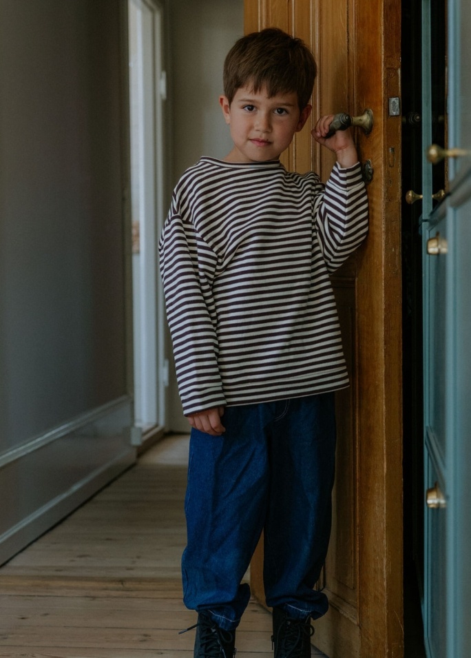 ALVIN LS STRIPE SWEATSHIRT COFFEE BEAN / SANDSHELL