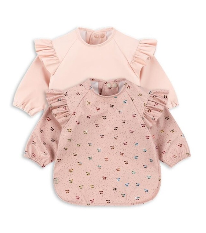 DINNER BIB WITH SLEEVES AND FRILL FAIRY CHERRY