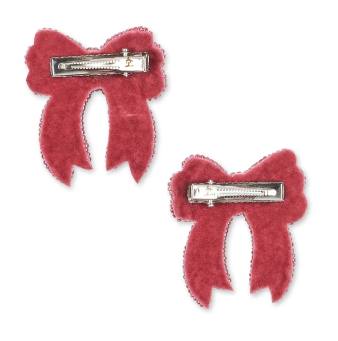 2 PACK SEQUIN BOW HAIR CLIP RAPTURE ROSE