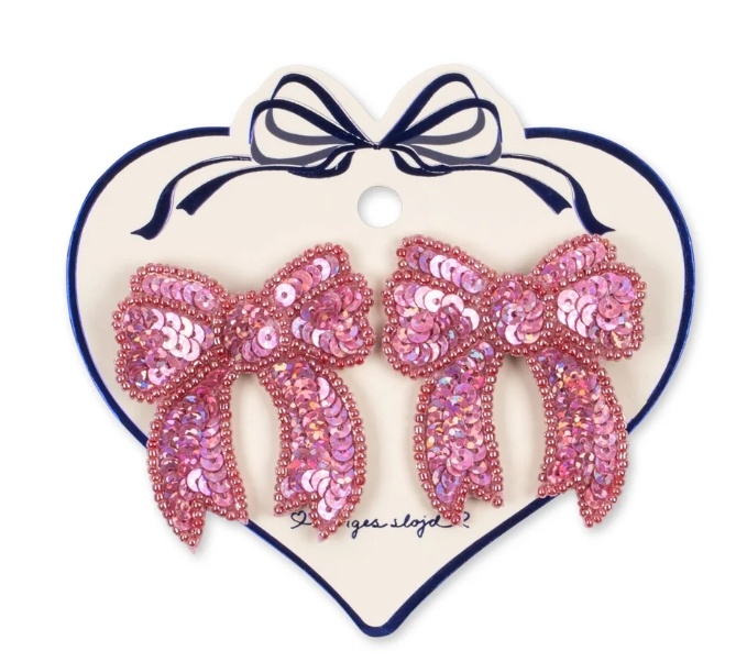 2 PACK SEQUIN BOW HAIR CLIP RAPTURE ROSE