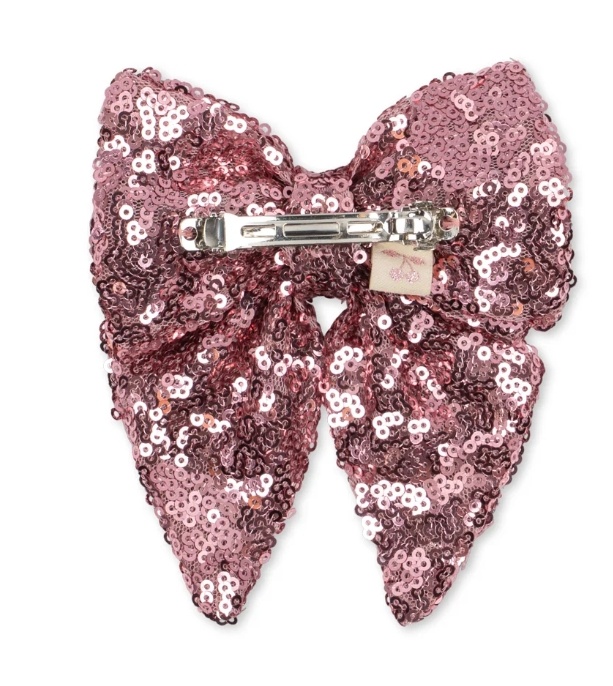 TINDRA SEQUIN BOW HAIR CLIP ROSEWATER