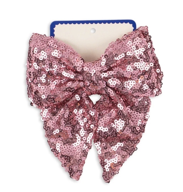 TINDRA SEQUIN BOW HAIR CLIP ROSEWATER