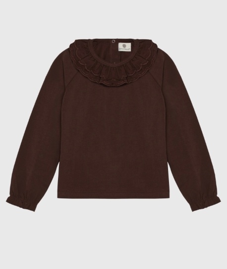 T-shirt LS Collar Deep Mahogany