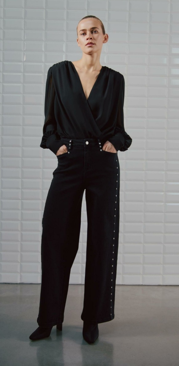 WBLKATE HW WIDE JEANS WASHED BLACK DENIM