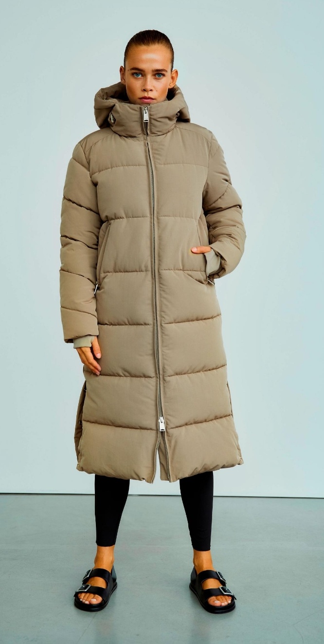WBLGLORIAN LONG PUFFER COAT LEAD GRAY