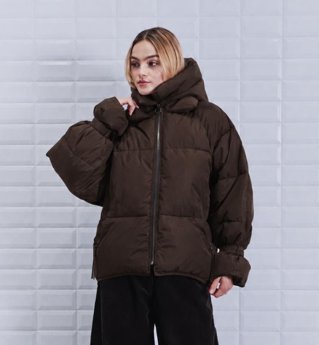 WBLKYLIE REAL DOWN JACKET DARK BROWN