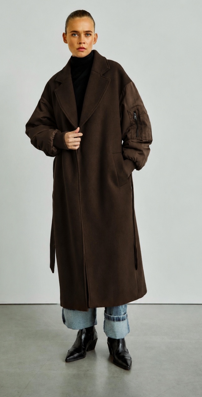 WBLARCADIA WOOL COAT DARK BROWN