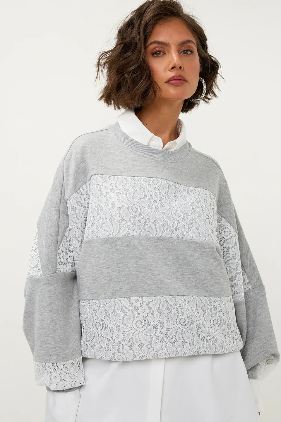 Lace Sweater Grey