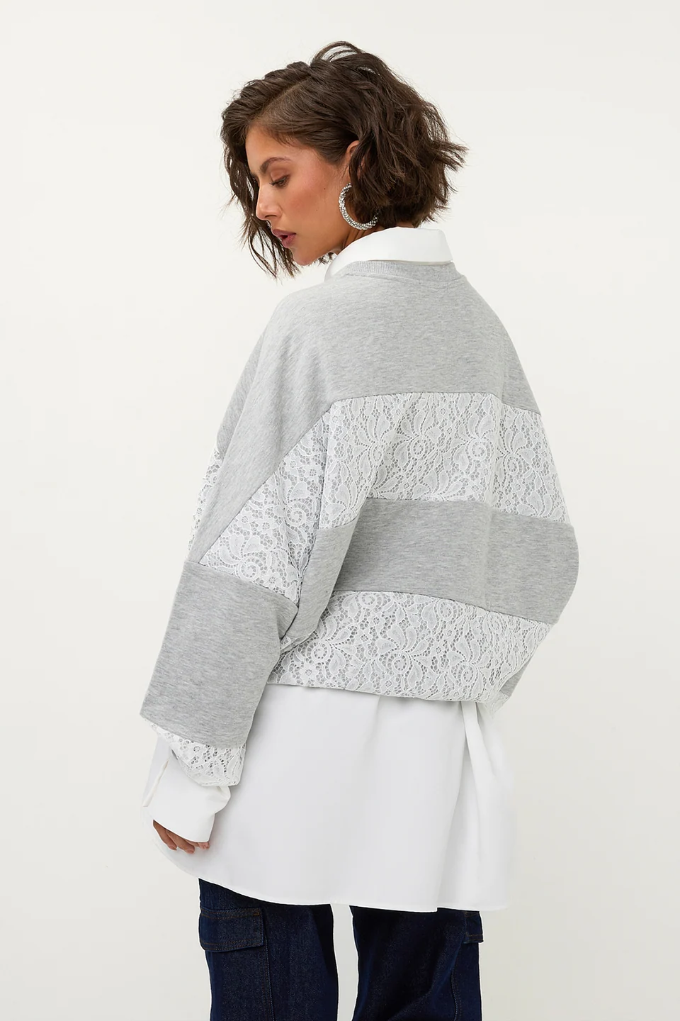 Lace Sweater Grey