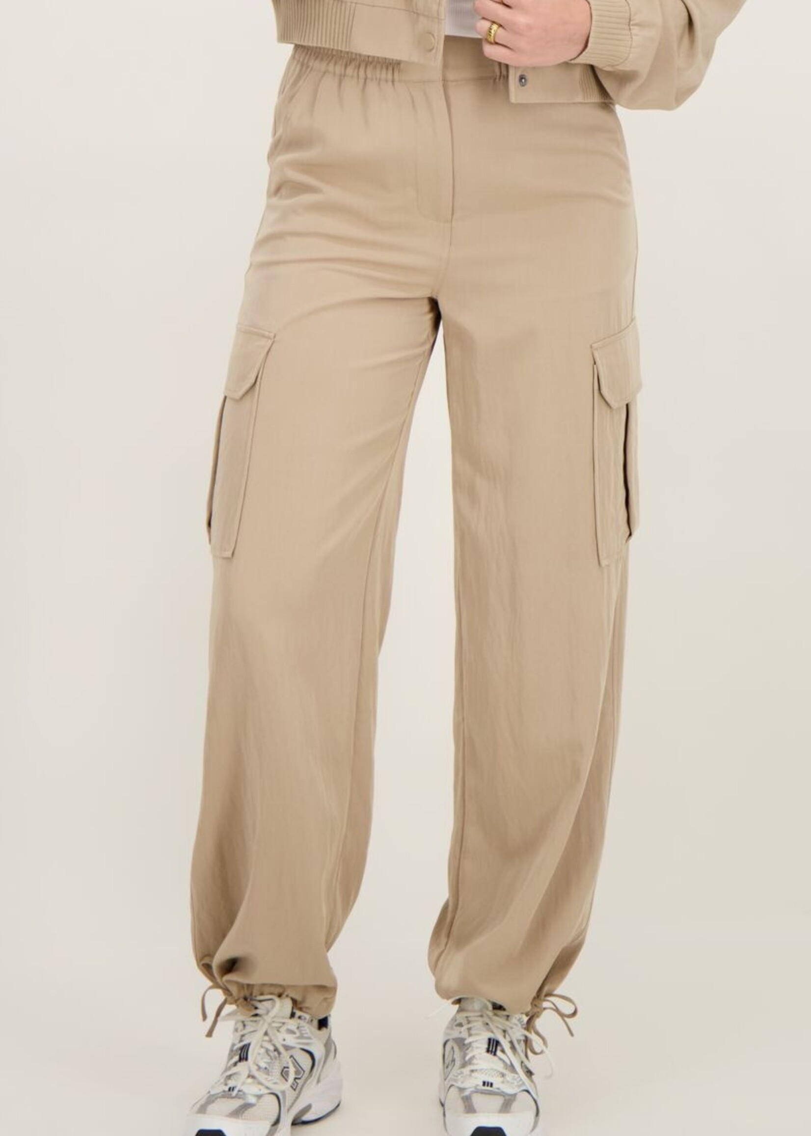 My Jewellery - Beige cargo broek met elastieken tailleband - L