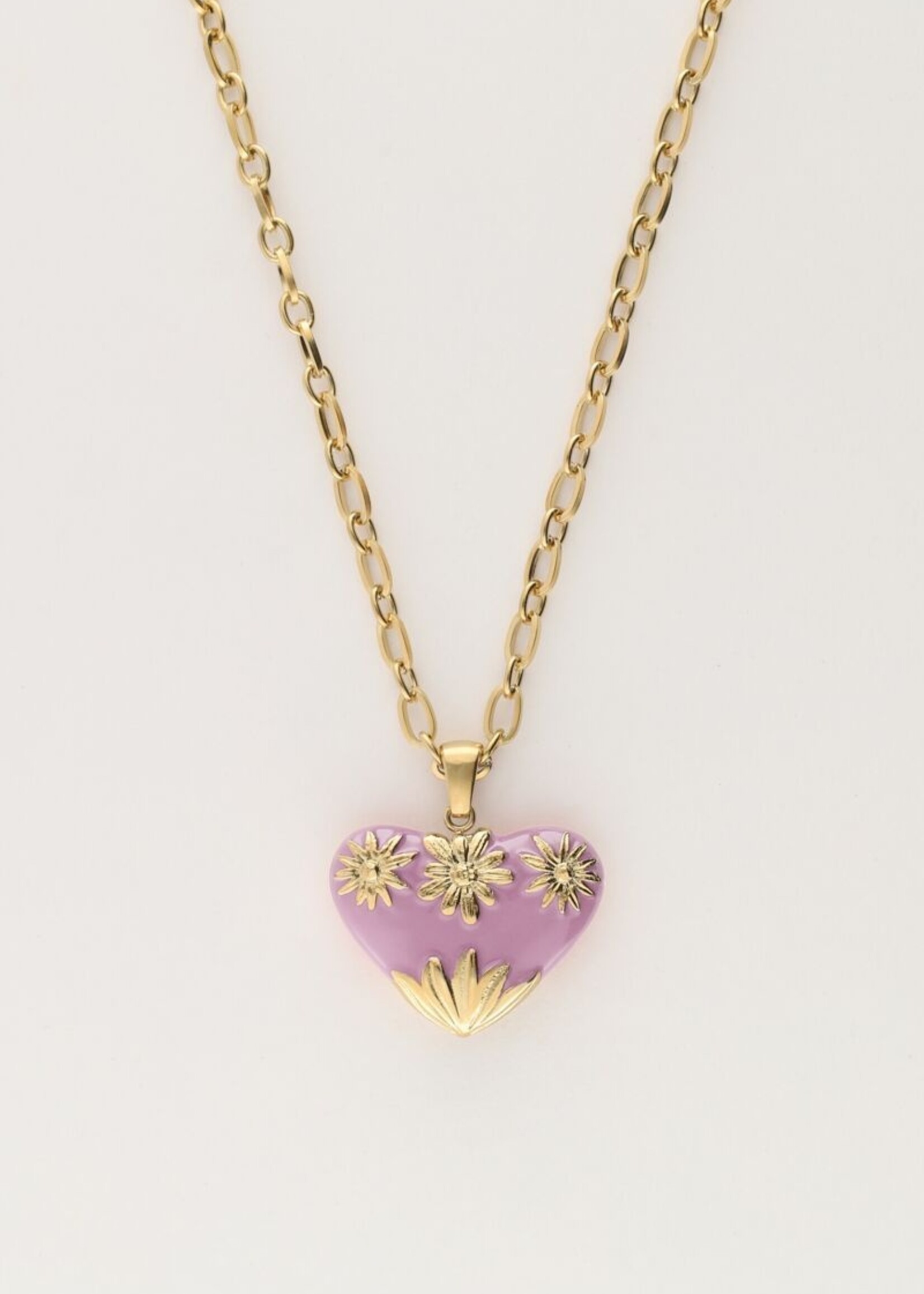 My Jewellery - Art schakelketting met lila vintage hart