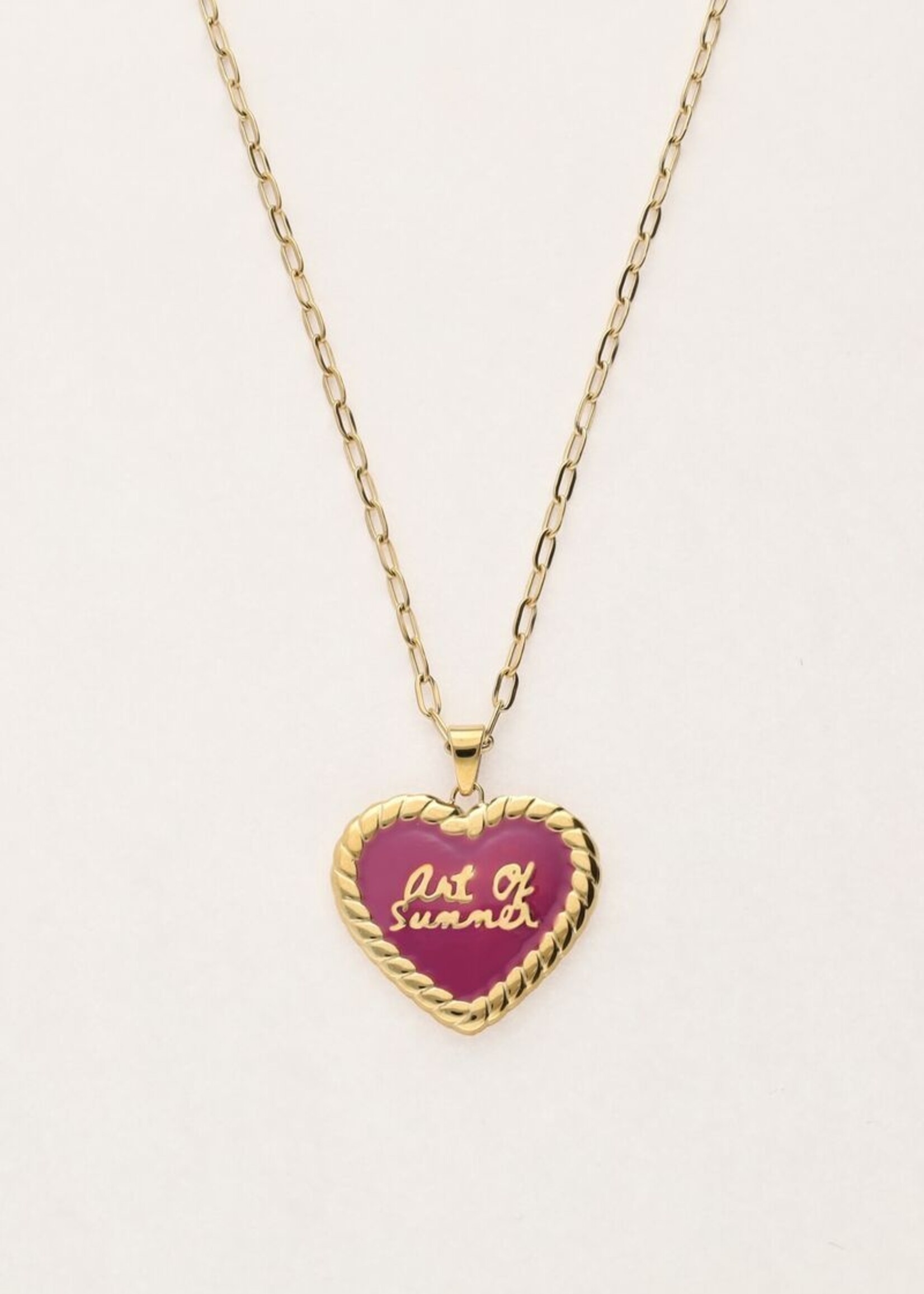 My Jewellery - Art schakelketting met fuchsia vintage hart