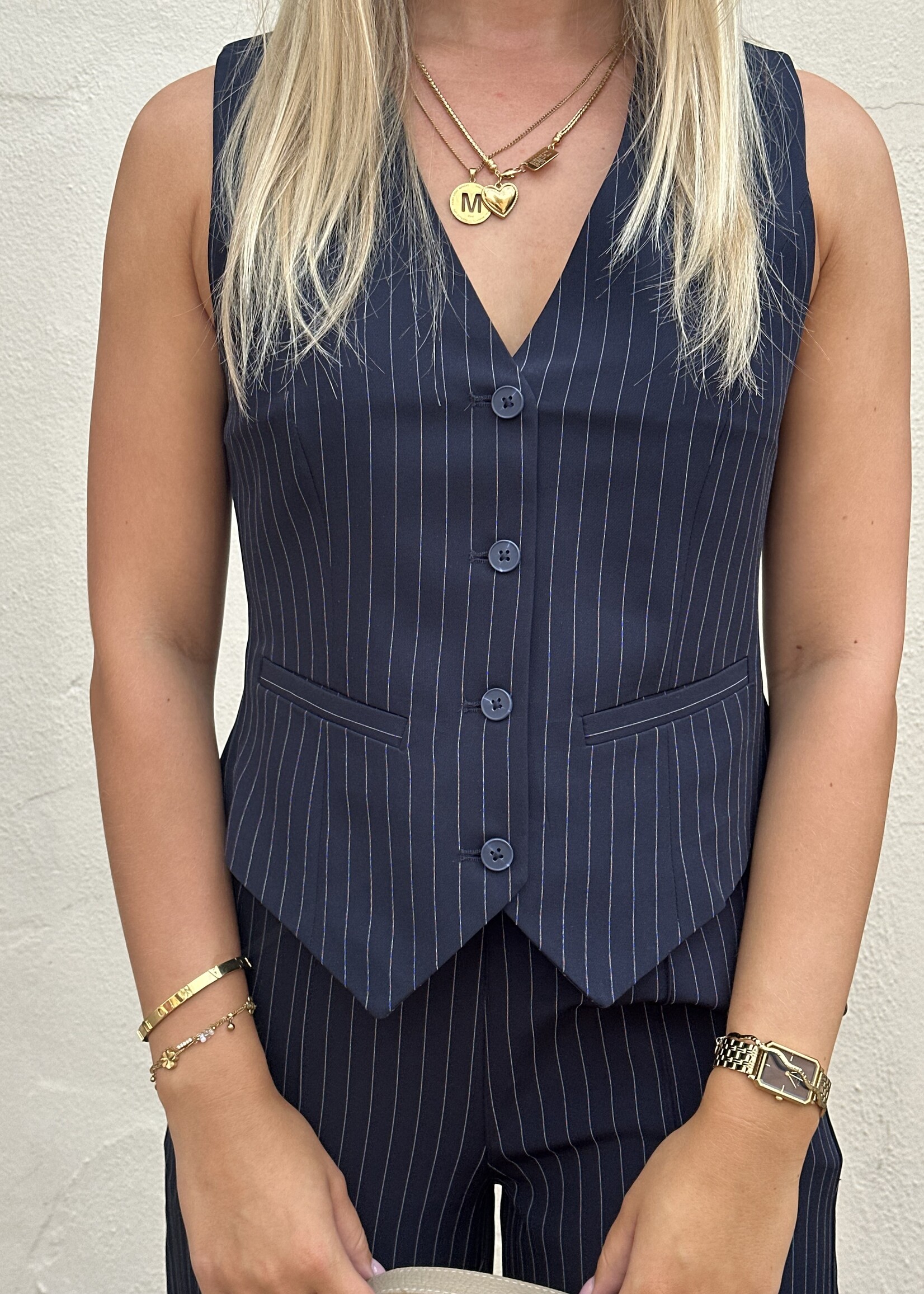 Pieces Pieces Bozzy Pinstripe Gilet-