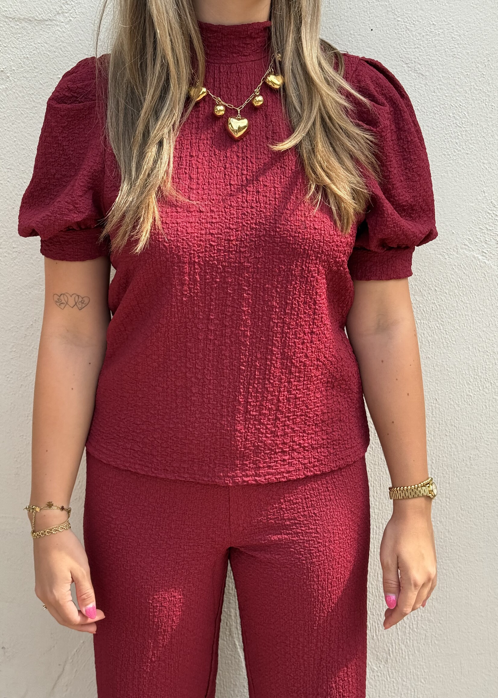 Pieces Pieces Jamal high neck top - Red -