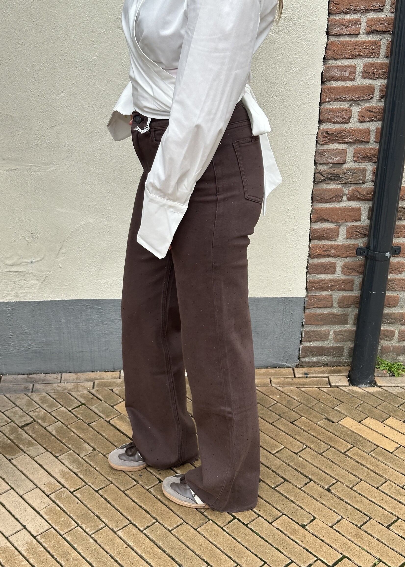 Queen Hearts Jeans Brown sparkle