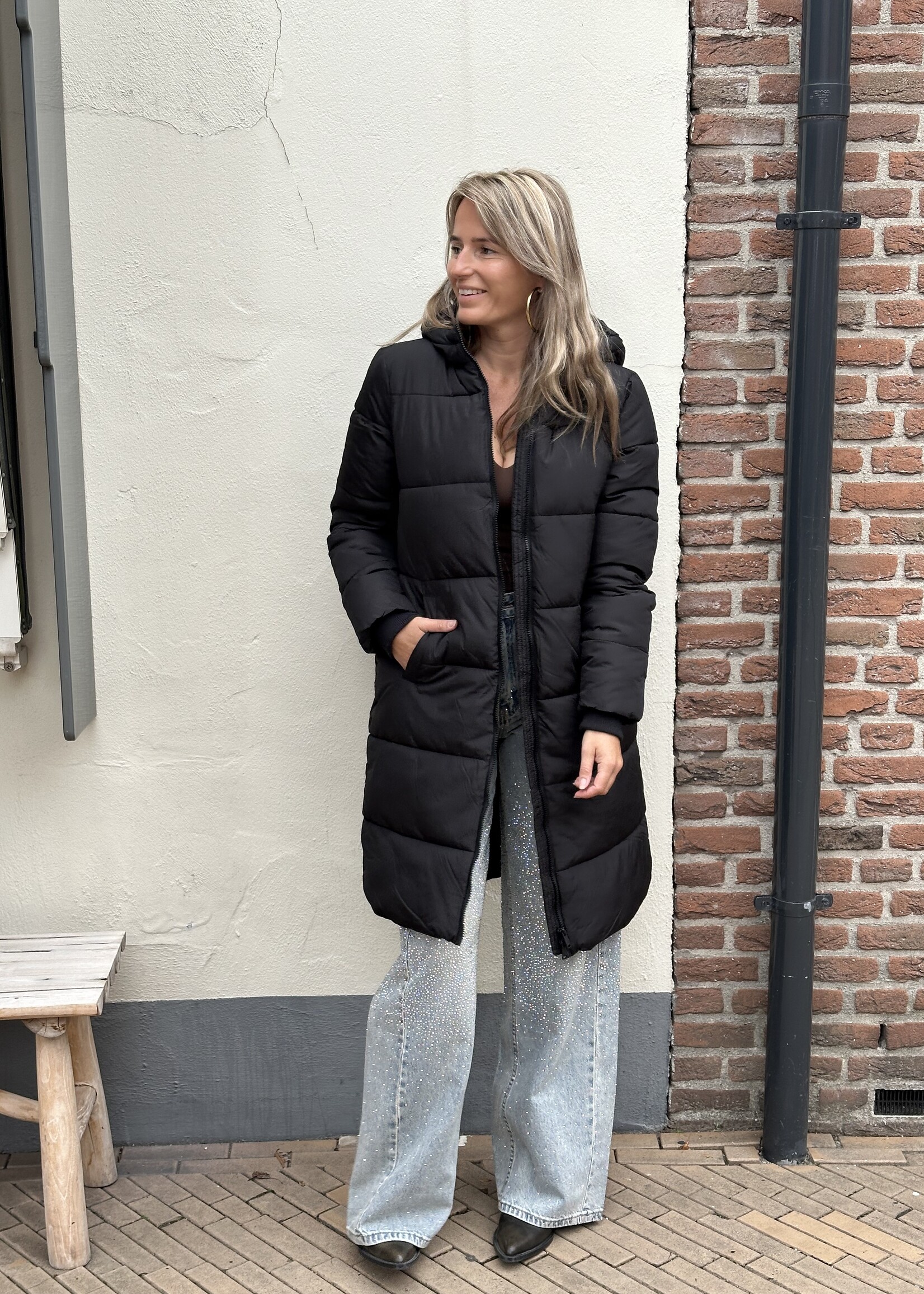 Pieces Pieces Long Puffer Jacket  - zwart -