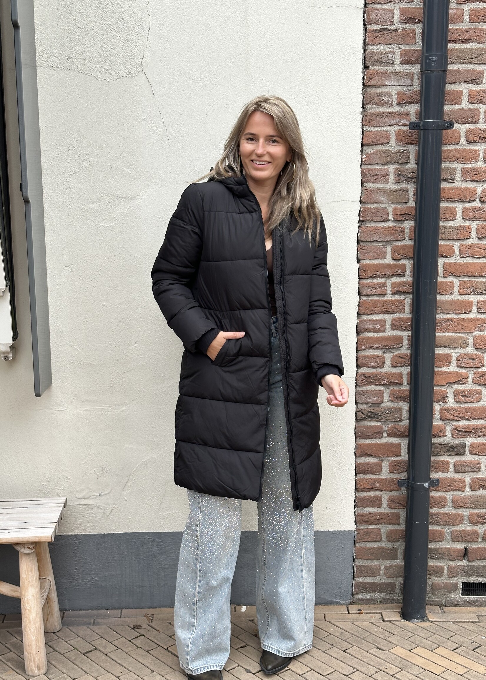 Pieces Pieces Long Puffer Jacket  - zwart -