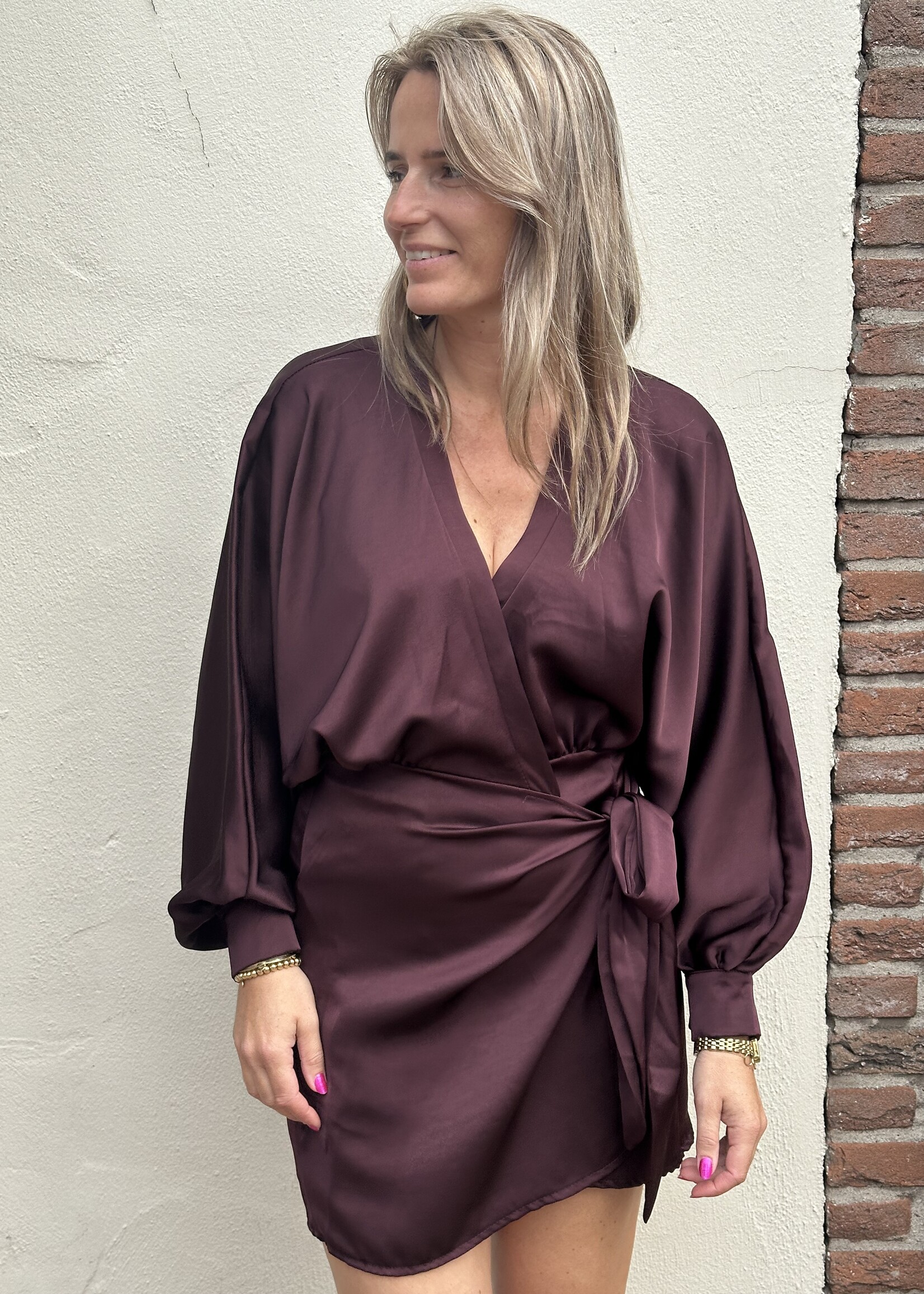 Ambika Overslagjurk - Wine Red -